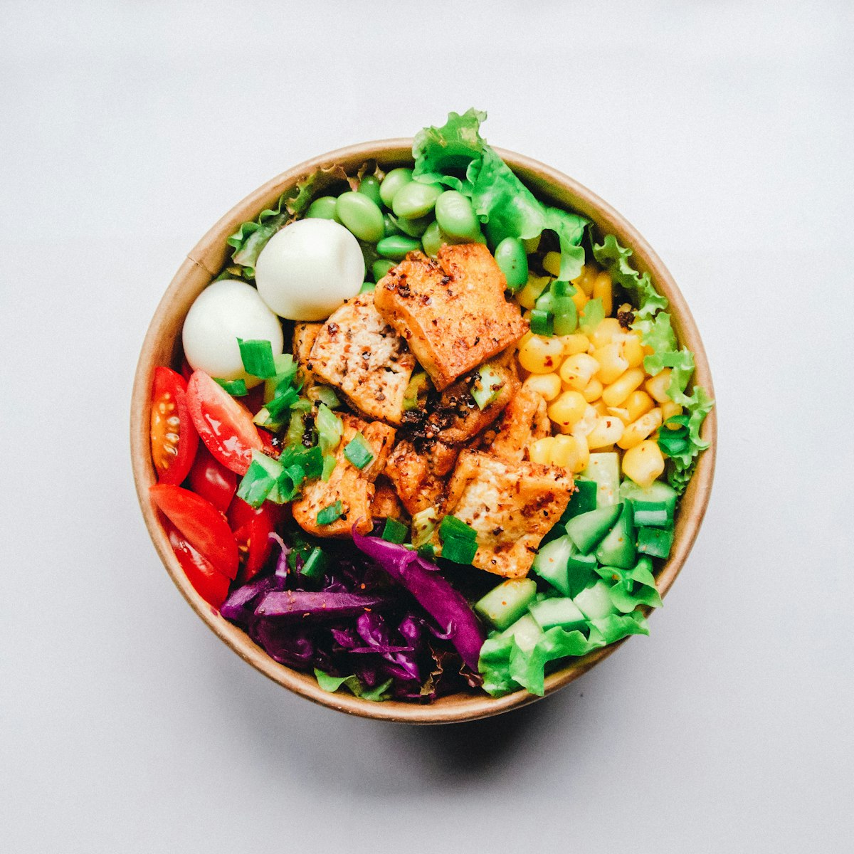 Garden bowl with rice and steamed vegetables
